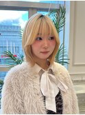 ＊レイヤーボブタッセルボブハイトーンブロンド金髪ボブ