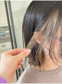 切りっぱなしボブ／イヤリングカラー／ベージュ