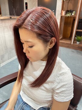 ハウル(Howl) 艶髪/ペオニーピンク/ブリーチ無/セミロング/艶カラー/髪質改善