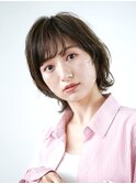 切りっぱなしボブ美髪ピンクブラウンエアリーロング[銀座]