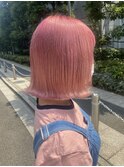 ピンクカラー/チェリーピンク/外ハネボブ/ボブ/暖色系カラー