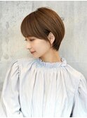 20代30代40代/丸みショートボブ/マロンベージュ