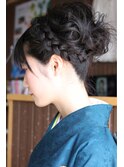 裏編み込み和装アップ　（着物アップスタイル）