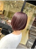 ブリーチなし/ピンクブラウンcolor/髪質改善/ボブレイヤー