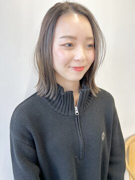 ヘアー アイス 御器所本店(HAIR ICI) 20代30代大人可愛い艶感グレージュ切りっぱなしボブ