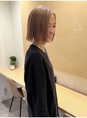 #ボブ#ぱつっとボブ#ダブルカラー#ブリーチ#ベージュ