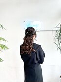ヘアセットヘアアレンジハーフアップお呼ばれスタイル