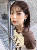 表参道切りっぱなしボブナチュラルボブミディアム前髪縮毛矯正
