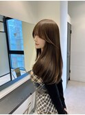 レイヤー/韓国/ブリーチなし/オリーブ/グレージュ/前髪/顔まわり