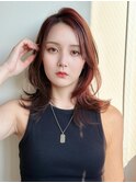 韓国ヘア　レイヤーカット　カシスカラー　ブリーチなし