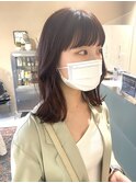 切りっぱなし　タッセルボブ　チェリーブラウン　ワインレッド