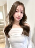くびれヘアアプリコットオレンジ夏ヘアハイライトカラー