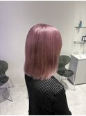 ラベンダーピンクペールピンクボブヘア