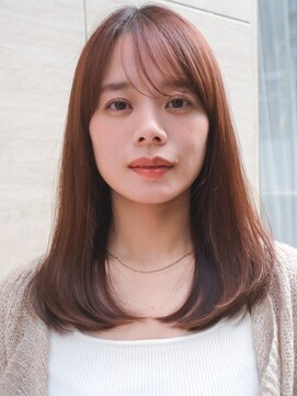 ガーデン 銀座(GARDEN) 小顔ストレートレイヤー/シースルーバング/暗めカラー艶ベージュ