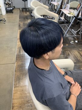 アヴァンス 北花田店(AVANCE) 【#メンズブルーブラック】×柔らかマッシュ×ブリーチ1回