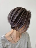 タッセルボブウルフボブオリーブグレージュハッシュカット