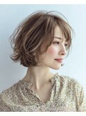 ミセスショートボブ白髪ぼかし脱白髪染め30代40代50代60代♪