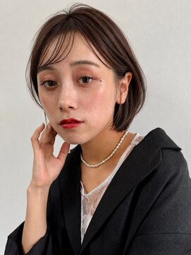 トリッカ シブヤ(TRICCA SHIBUYA) 韓国レイヤー/暗髪ブラウン/切りっぱなしボブ/シースルーバング