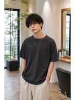 MEN's Baguz MEN'Sカット/ MEN'Sパーマ/ MEN'Sカラー 無造作スパイラルパーマ韓国風マッシュ束感ニュアンスメンズ