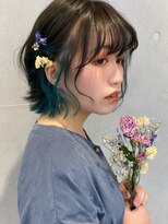 ニューヨークニューヨーク 桂店(NYNY) ■ターコイズインナーカラー×ドライフラワーアレンジ
