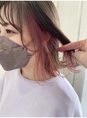 インナーカラー&ピンク×切りっぱなしボブ♪