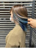 インナーカラーブルージュこなれミディブルーサファイアうるツヤ