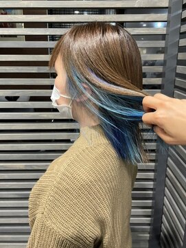 ユアーズ 四街道店(HAIR&NAIL YOURS) インナーカラーブルージュこなれミディブルーサファイアうるツヤ