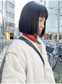 CAF 照下 黒髪ぱつっとボブ×地毛風カラー