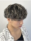 波巻きパーマ 波巻きスパイラル  ホワイトメッシュ 新宿