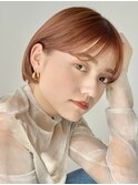 短めショートボブに暖色オレンジで柔らかさを◎
