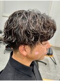 波巻きパーマメンズパーマメンズヘアツーブロックツイストパーマ