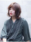 レイヤーボブ オリーブベージュ ウェットヘア こなれミディ