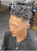 極道パーマ×メッシュカラー［フェード/ホワイトメッシュ］
