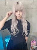 ホワイト×顔まわりウルフ×シールエクステ80枚