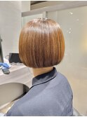 透明感ミルクティーベージュ×ミニボブ◎切りっぱなしボブ