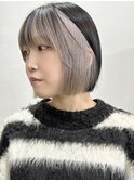 インナーカラー×フェイスフレーミング/切りっぱなしボブ/表参道