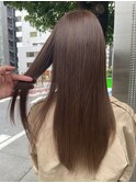 韓国顔まわりレイヤーカットグレージュオリーブベージュブラウン