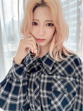 ルイマダーナ 栄店(LOUIMADNA) 外国人風ブロンドカラー ピンクベージュ 韓国風イメチェンヘア