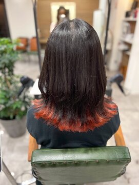 シャルムバイルーチェココ(CHARME by Lu'ce coco) ミディアムボブ×オレンジカラー