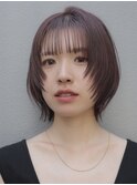 ウルフボブ レイヤーボブ 顔周りカット ピンクブラウン 20代30代