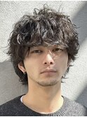 大分シャドウパーマメンズカットラウンドマッシュツーブロック