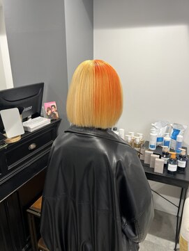キャパ セントラル 天神 大名店(CAPA central) デザインカラー オレンジ ブロンド ボブ 髪質改善
