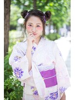 浴衣かわいいヘアセット  飾りや帯結び・帯飾りも可愛い