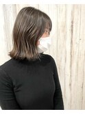 ＊馴染むグレーハイライト 透明感 切りっぱなし ボブ グレージュ