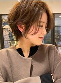 ゆるめパーマで作る似合わせカットアースカラーのショートボブ