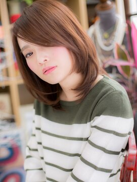 カバーヘア イヴ 戸頭店(COVER HAIR EVE) 大人かわいいアシンメトリー暖色系カラーロブc5戸頭20代30代40代