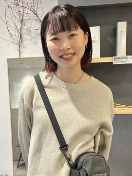 ラミエバイメルト 下北沢(lamie by melt) 毛先カラー 裾カラー オレンジ チョコブラウン ボブ / 村上