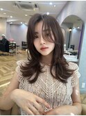 ハイレイヤーレイヤーカットくびれヘア韓国ヘアシースルーバング