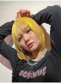 ダブルカラーミルクティーベージュカラーケアブリーチミニボブ