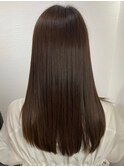 大人かわいい前髪セシルカットココアブラウンフリンジウェーブ